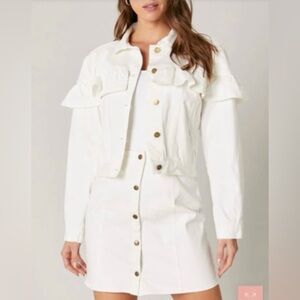 White Ruffle Denim Jacket